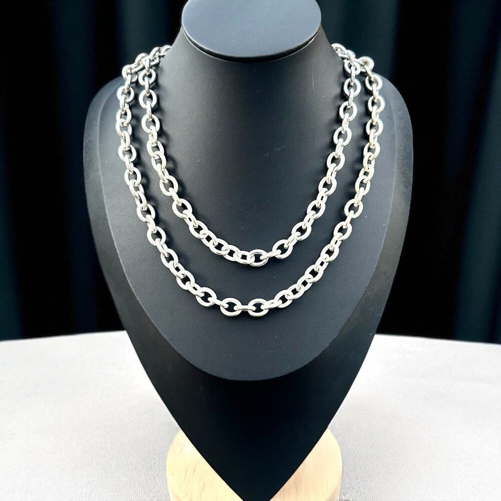 Brooks Brothers Chain Necklace 346 Silver Tone Link Toggle Designer Long 36”